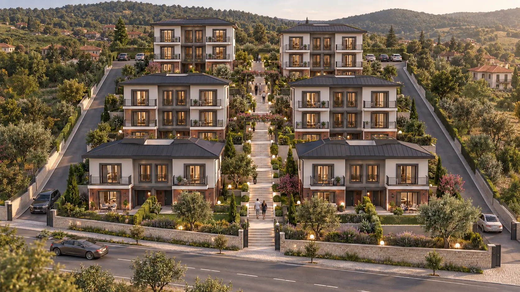 AURA YALOVA ikiz dubleks ve tripleks villa yerleşim görselleştirmesi