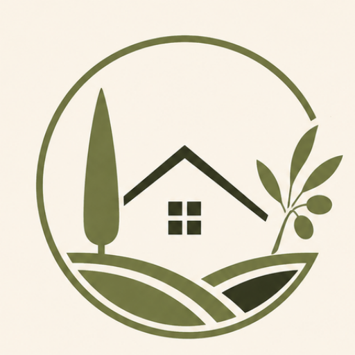 IDAVESTA logo amblemi – ev, servi ve zeytin dalı